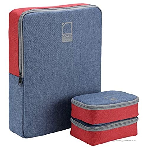 Lewis N. Clark Packing Cube + Travel Organizer for Luggage  Suitcase or Carry On  3 Pack  Blue/Red