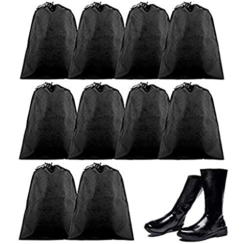 Magik 12PCS Boot Shoe Toy Makeup Storage Drawstring Bag Travel Organizer Large Dust-proof Foldable (Black  4557cm/17.7122.44in)