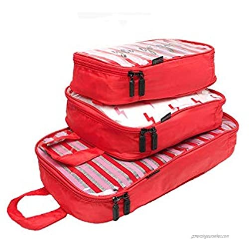 Miamica Women's Packing Cubes  3-Piece Set  You Go  Girl Power Trip  Woman On A Mission  Red &Pink  One Size