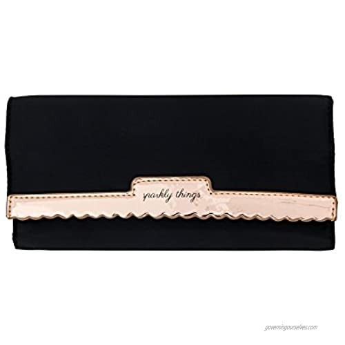 MIAMICA Women's Tri-fold Jewelry Case Sparkly Things Black & Rose Gold One Size