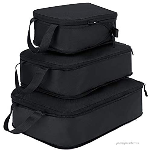 Packaging storage bag travel packaging compressed packaging cube 3 expandable storage travel luggage organizer bags(black)