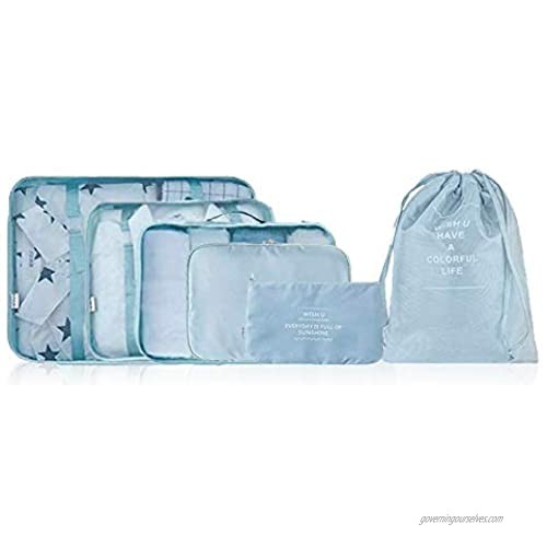 Packing Cubes Suitcase Organizer - 7 Piece | 6 Cubes + Space Saving Vacuum Storage Bag - Convenient and Organized Packing of Clothes  Toiletries and Travel Essentials in Luggage | Compact Foldable Bag