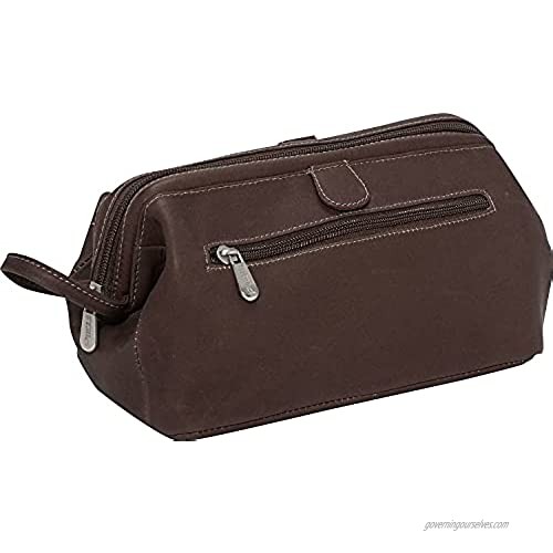Piel Leather Deluxe Top Frame Traveling Kit Chocolate One Size