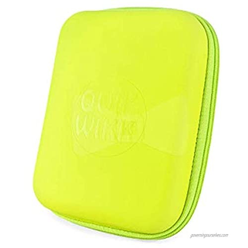 Quik Wikk Daily Essentials Hard Shell Travel Case Kit Organizer Bag with Mesh Pockets (Neon Yellow)