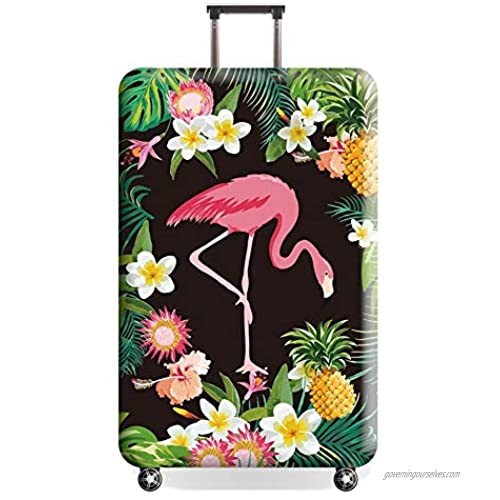 Travel Luggage Cover  Naranja gato Suitcase Flamingo Cute Tropical Protector Washable Spandex Fit for 18-32 Inch Luggage (style2  S)