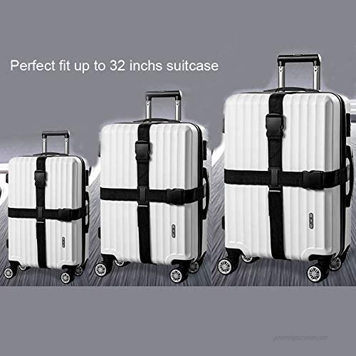 V-BEST 2 Pack Luggage Straps Belt for Suitcase Travel Accessories Bag Straps(Black)