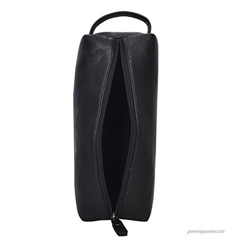 Zen Temple Premium Luggage Men's Vegan Leather Toiletry Bag (BLACK)