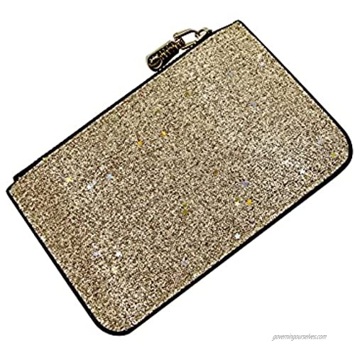 Amamcy Glitter Wallet Pouch Coin Change Purse Shinny Wristlet Travel Passport Holder with Key Ring