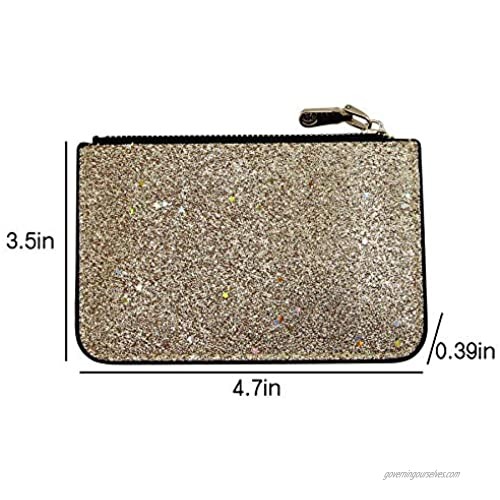 Amamcy Glitter Wallet Pouch Coin Change Purse Shinny Wristlet Travel Passport Holder with Key Ring