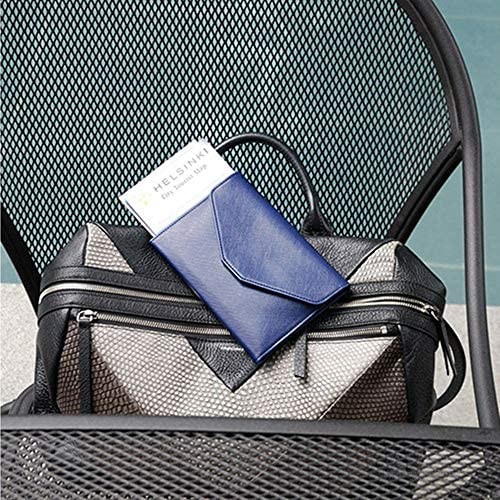 Loxepur PU Tri-Fold Document Holder Multi-Function Travel Passport for Daily Life (Blue)