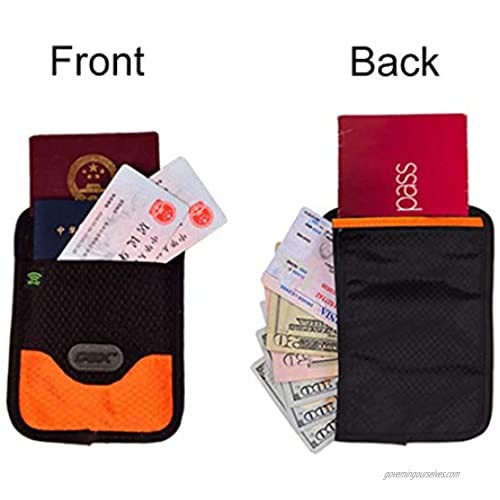 Passport Pouch RFID Blocking & Waterproof Multi-Function Portable Neck Pouch Passport Wallet Document Organizer Card Holder Cash Money Pocket Travel Wallet - Small & Blue