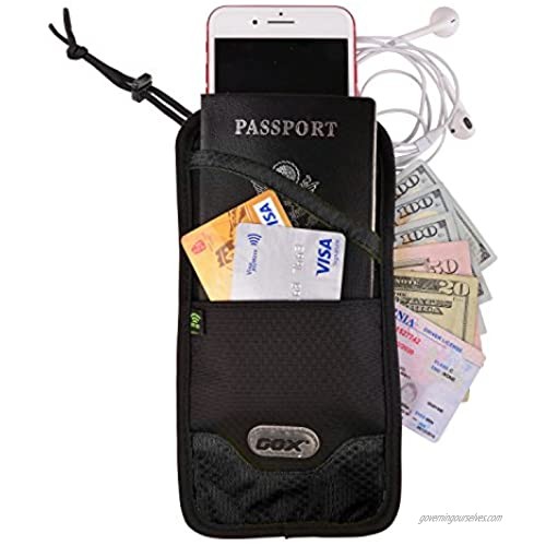 Travel Boarding Passport Holder with Neck Strap RFID Blocking Neck Passport Wallet - 4.6 x 8.8 Black