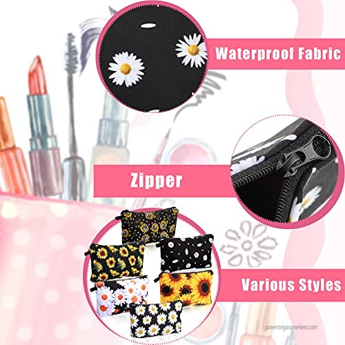 6 Pieces Cosmetic Bag Travel Toiletry Makeup Bag Sunflower Flowers Makeup Organizer Case Waterproof Makeup Pouch with Zipper for Women and Girls