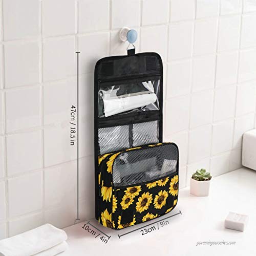 AUUXVA Travel Hanging Toiletry Bag Flower Sunflower Pattern Portable Cosmetic Make up Bag case Organizer Wash Gargle Bag Waterproof with Hook for Women Men for Cosmetics and Toilet Accessories