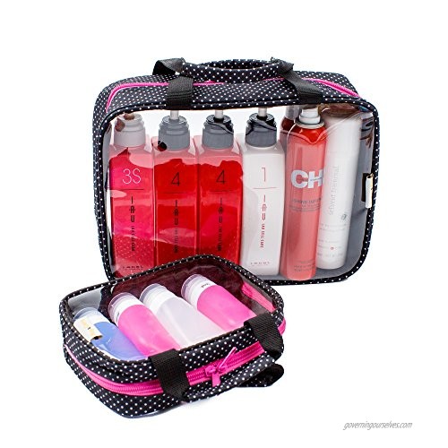 Clear Toiletry Bags 2 Pack - Full Size Bottles Toiletry Organizer AND TSA Approved Clear Travel Toiletry Bag