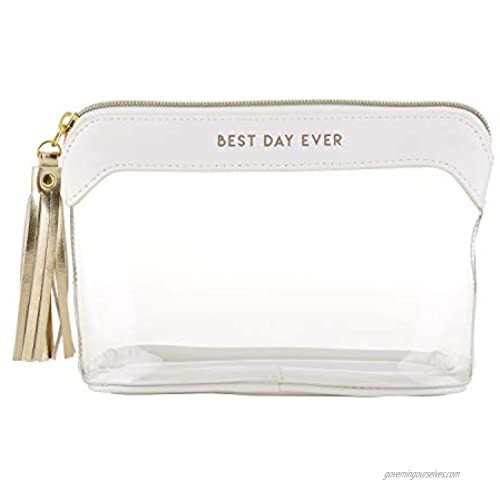 Creative Brands Wedding Travel Pouch  8" x 5"  Best Day Ever Pearl White and Clear