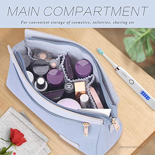 FYY Travel Toiletry Bag for Women and Men Lightweight Fabric Travel Cosmetic Bag Makeup Toiletries Kit Zippered Organizer Bag with Waterproof Liner Blue