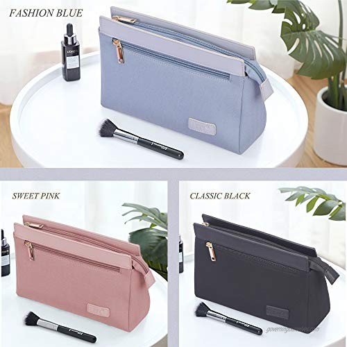 FYY Travel Toiletry Bag for Women and Men Lightweight Fabric Travel Cosmetic Bag Makeup Toiletries Kit Zippered Organizer Bag with Waterproof Liner Blue