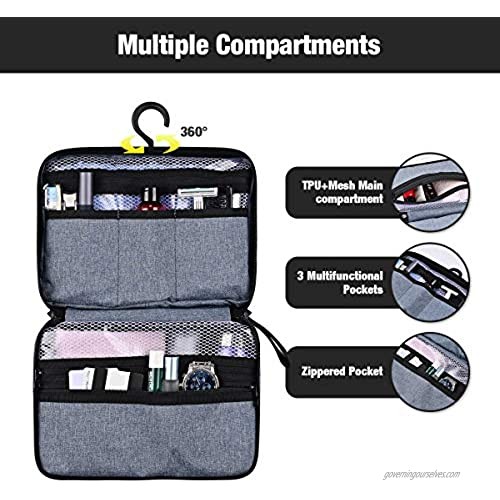 Hanging Toiletry Bag for Men Shaving Dopp Kit and Waterproof Toiletry Organizer For Traveling Large Travel Shower Organizer for Travel Essentials and Toiletries Accessories (Light Blue)