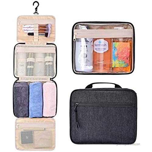 Hanging Toiletry Bag for Women and Men Traveling  GM LIKKIE Water-Resistant Travel Toiletry Organizer  Detachable Travel Shower Organizer for Travel Essentials and Full Sized Bottles (Black)