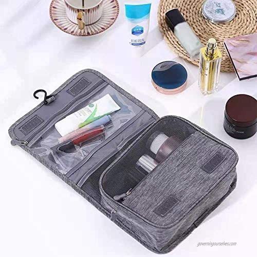 HongLongFa Toiletry Bag Travel Bag with Hanging Hook Waterproof Travel Toiletries Storage Bag (Grey)