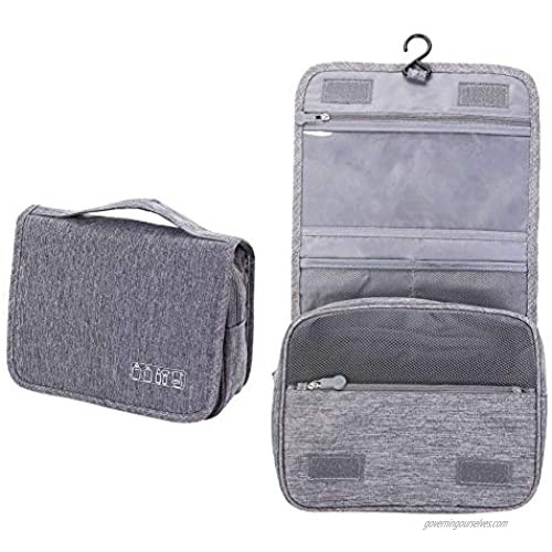 HongLongFa Toiletry Bag Travel Bag with Hanging Hook Waterproof Travel Toiletries Storage Bag (Grey)