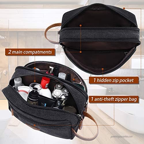 Men's Canvas Travel Toiletry Bag Dopp Kit for Men Shaving Bag Travel Kit Organizer for Toiletries