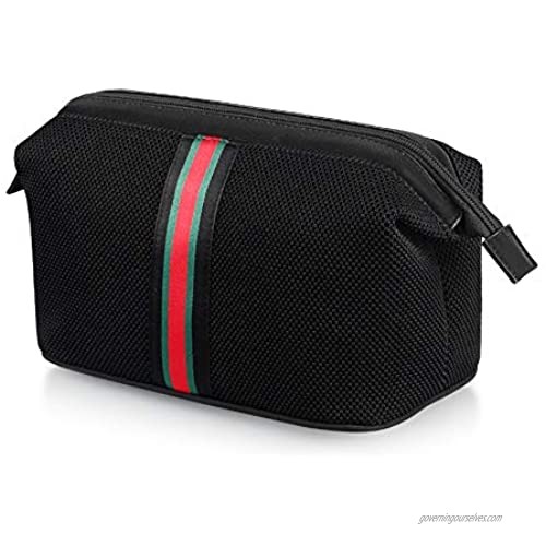 Men's Unisex Travel Toiletry Organizer Bag Soft Shoe Net RPET Material Dopp Kit Waterproof Bathroom Bag Environment Protection Bag (819-Black)