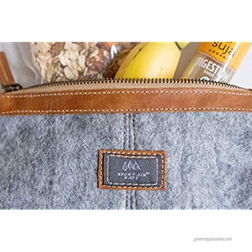 Mountain Made Wool and Pure Leather Luxury Travelers Small Cosmetic Bag Toiletries or Utility Bag For Women and Men. Perfect size to fit inside your purse.
