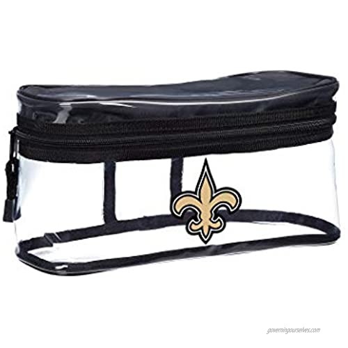Officially Licensed NFL New Orleans Saints 2-Piece Travel Set - Toiletry Bag for Men or Women Dopp Kit Cosmetic and Shaving Bag Clear 10.75 x 4.5 x 5.5 inches