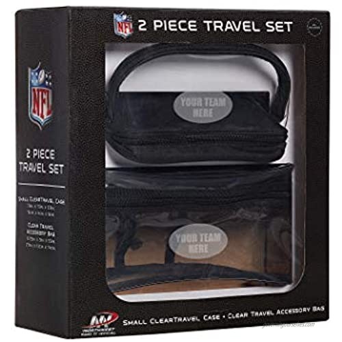 Officially Licensed NFL New Orleans Saints 2-Piece Travel Set - Toiletry Bag for Men or Women Dopp Kit Cosmetic and Shaving Bag Clear 10.75 x 4.5 x 5.5 inches