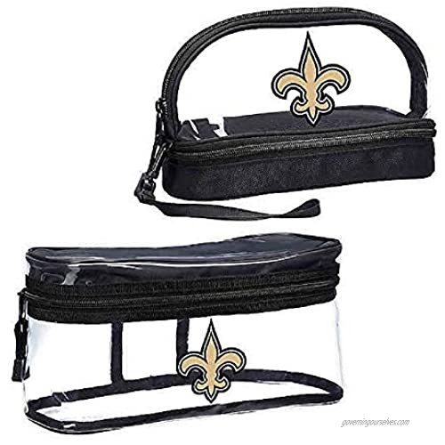Officially Licensed NFL New Orleans Saints 2-Piece Travel Set - Toiletry Bag for Men or Women  Dopp Kit  Cosmetic and Shaving Bag  Clear  10.75 x 4.5 x 5.5 inches