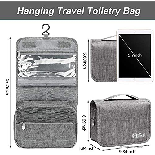 OliviaLiving Travel Hanging Toiletry Bag Cosmetic Makeup Organizers for Women Travel Toiletries Kit Dopp Kit for Men Shaving Bag Bathroom Shower Bag with Hook