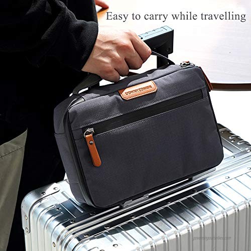 ROWNYEON Toiletry Bag Small Travel Bag With Hanging Hook Dopp Kit Bag Water-resistant PVC Leather Shaving Cosmetics Bag For Toiletries Accessories For Men Women (Gray)