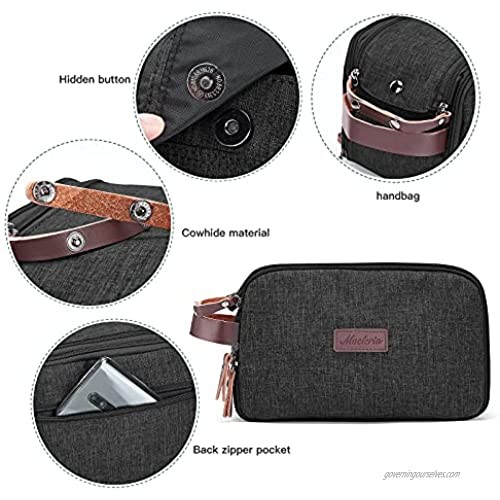 Toiletry Bag for Men&Women Macleria Mens Travel Toiletry Organizer Dopp Kit Canvas Water-resistant Shaving Bag for Bathroom and Travel Accessories Mens Travel size toiletries (Black)