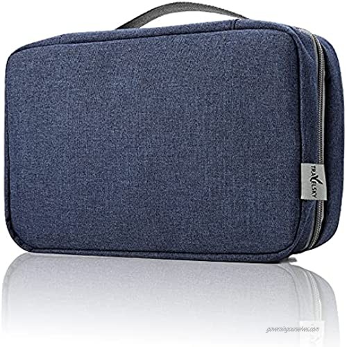 Toiletry Bag Travel Bag with Hanging Hook  Water-resistant Makeup Cosmetic Bag Travel Organizer for Accessories  Shampoo  Full Sized Container  Toiletries  Large (Navy)