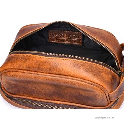 Toiletry Bag Unisex Travel Dopp Kit - Genuine Leather Premium Leather Toiletry Travel Pouch With Waterproof Lining | Handcrafted Vintage Dopp Kit