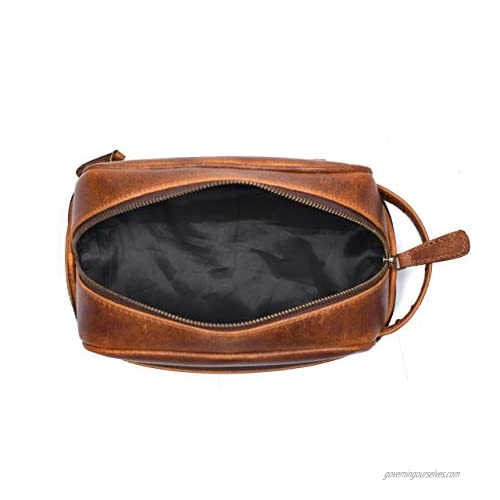 Toiletry Bag Unisex Travel Dopp Kit - Genuine Leather Premium Leather Toiletry Travel Pouch With Waterproof Lining | Handcrafted Vintage Dopp Kit