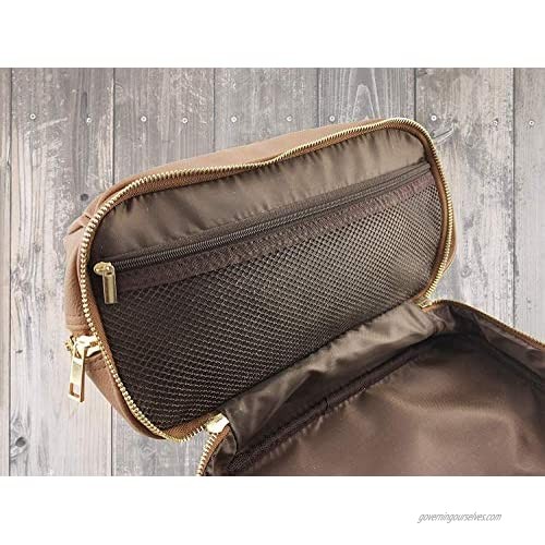 Toiletry Travel Bag Dopp Kit for Men Shaving Bag Travel Organiser with Hidden Pocket for Valuables (brown)