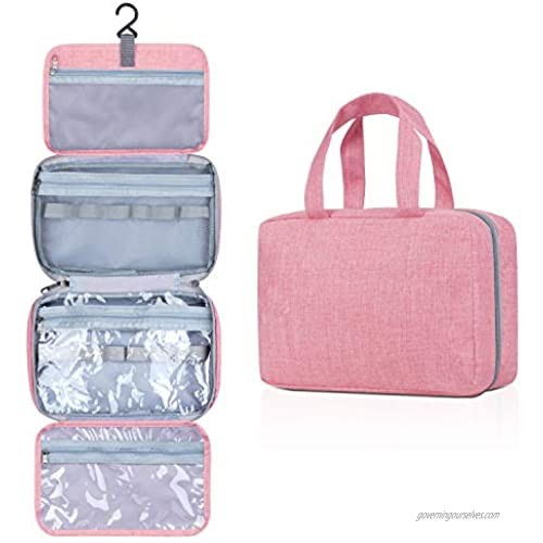 Travel Toiletry Bag  Hanging Bathroom Shower Waterproof Organizer Kit for Women Cosmetic Makeup  for Shampoo  Full Sized Container  Toiletries (Pink  M)