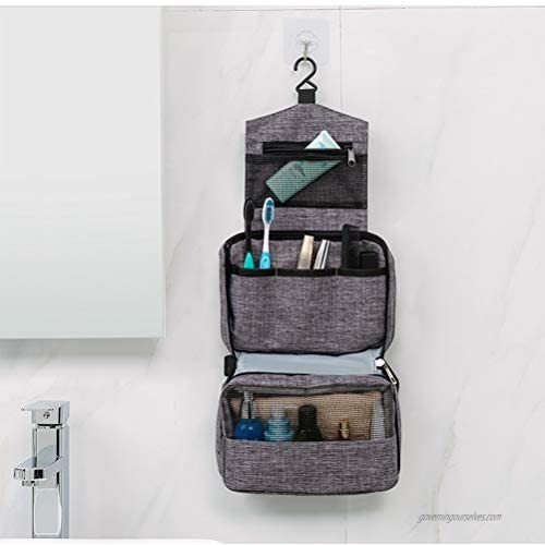 Travel Toiletry Bag Small Toiletries Organizer Waterproof Shaving Dopp Kit Hanging for Men and Women (Gray)
