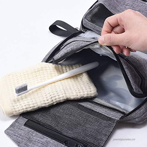 Travel Toiletry Bag Small Toiletries Organizer Waterproof Shaving Dopp Kit Hanging for Men and Women (Gray)