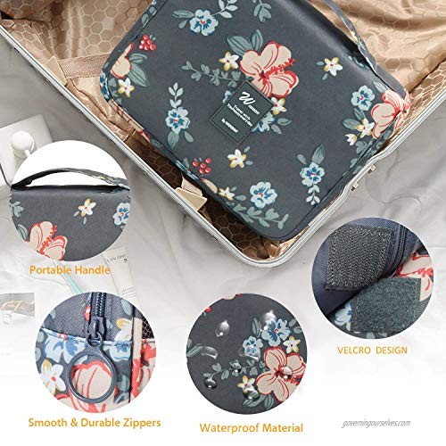 Travel Toiletry Bag Waterproof Makeup Cosmetic Bag Travel Organizer for Accessories Shampoo Skincare Toiletries All Size Bottles Gifts for Women DarkGrayFlowers