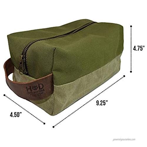 Waterproof Waxed Canvas Large All Purpose Rectangle Dopp Kit Utility Bag With Interior Lining Handmade by Hide & Drink