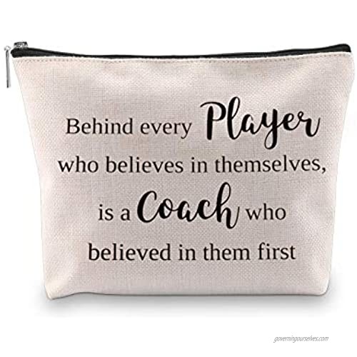 WCGXKO Coach Gift Behind Every Player Who Believes Themselves Is A Coach Who Believed In Them First Coach Zipper Pouch Cosmetics Bag (Behind every player)