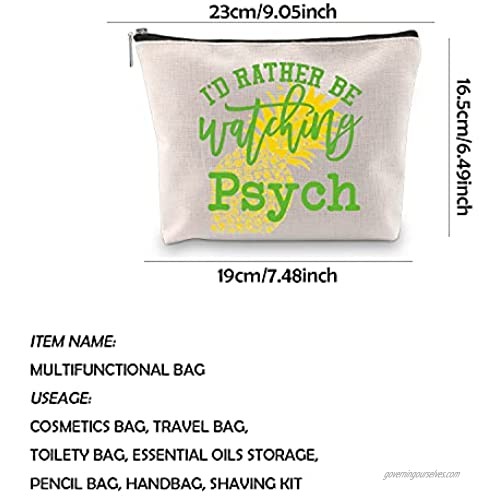WCGXKO Detective TV Show Inspired Zipper Makeup Bag Travel Bag for Mom Sister Best Friend Wife Aunt (watching psych)