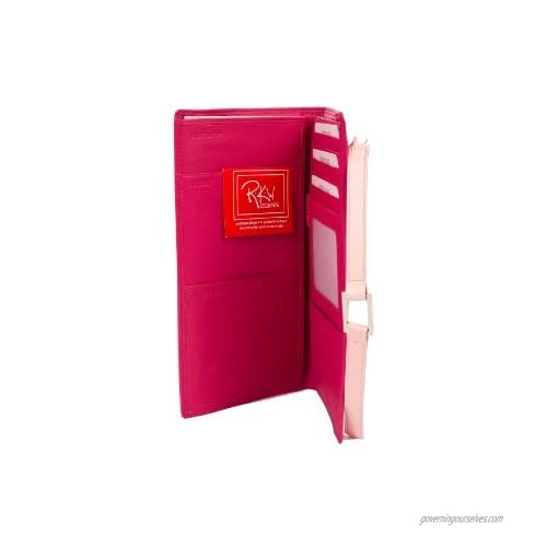 Leather Travel Wallet- Hot Pink with Pale Pink Accent