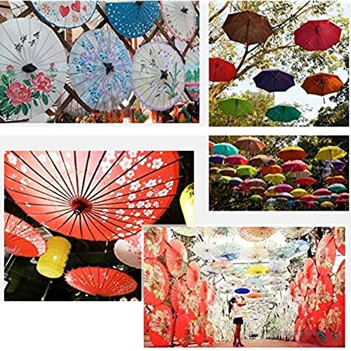 Agatige 22in Chinese Parasol Oiled Paper Umbrella with Ribbon for Photography Cosplay (2)