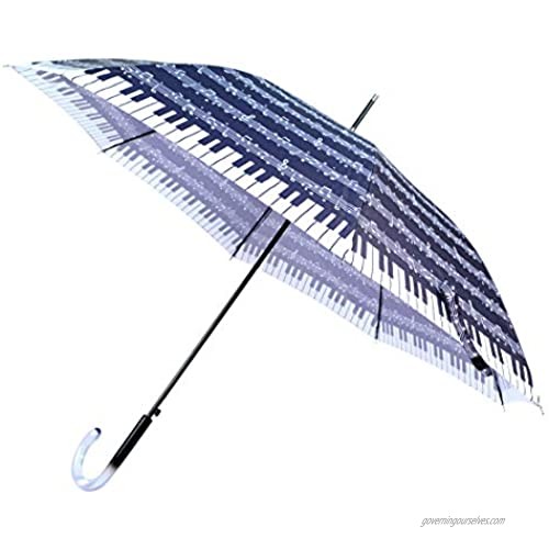Black and White Fashionista Pagoda Stick Piano and Notes Umbrella