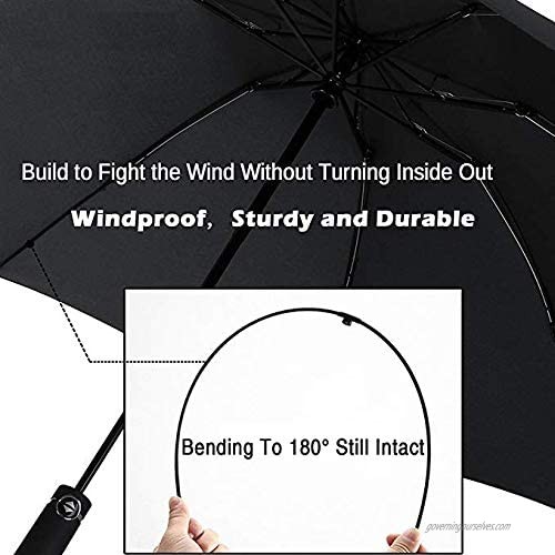 Black Umbrella Compact Travel Umbrella - Windproof Reinforced Canopy Ergonomic Handle Auto Open/Close Multiple Colors